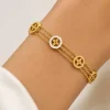 Anti-Tarnish Gold-Tone Triple Chain Clover Bracelet | ₹297